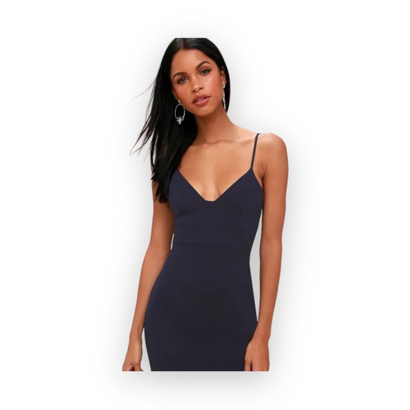 Lulu's Don't Tell 'Em Navy Blue Bodycon Midi Dress XS NWT - Picture 4 of 10